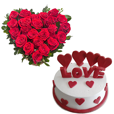 "Floral Heart - 2 kg Fresh Cream Cake - Click here to View more details about this Product